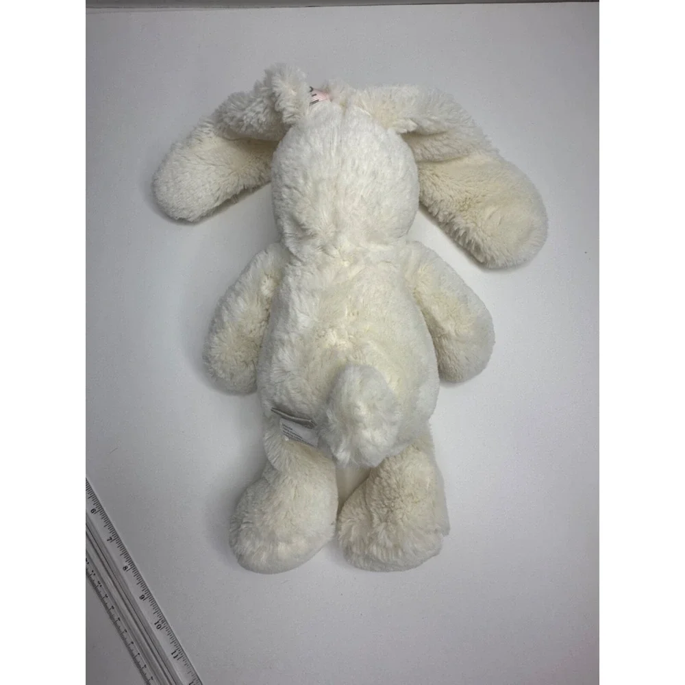 Brookstone Bunny Rabbit Plush NAP stuffed Animal White Pink Embroidered 14